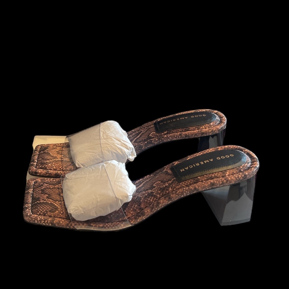 Nib Good American Block Heel Slide Sandal 8.5 - image 4